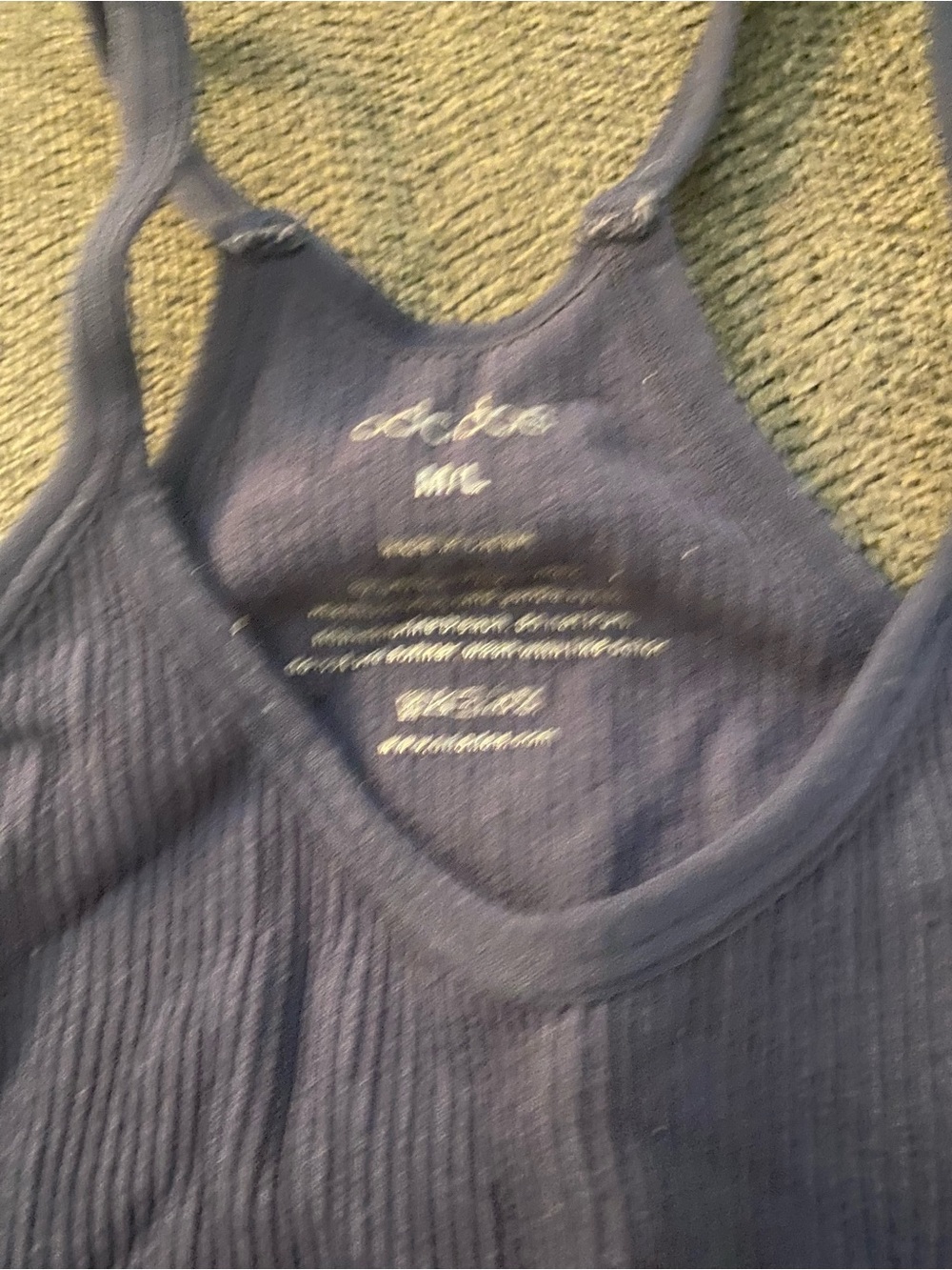 Women Ribbed Racerback Crop Tank - Navy Blue - Picture 3 of 4